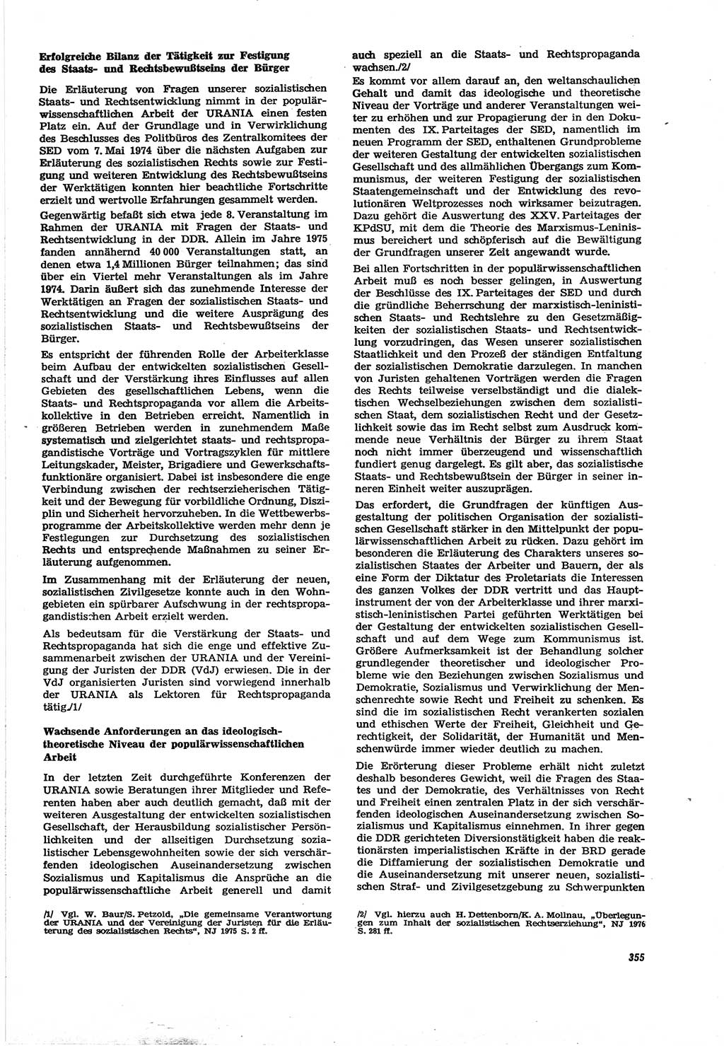 Neue Justiz (NJ), Zeitschrift für Recht und Rechtswissenschaft [Deutsche Demokratische Republik (DDR)], 30. Jahrgang 1976, Seite 355 (NJ DDR 1976, S. 355)