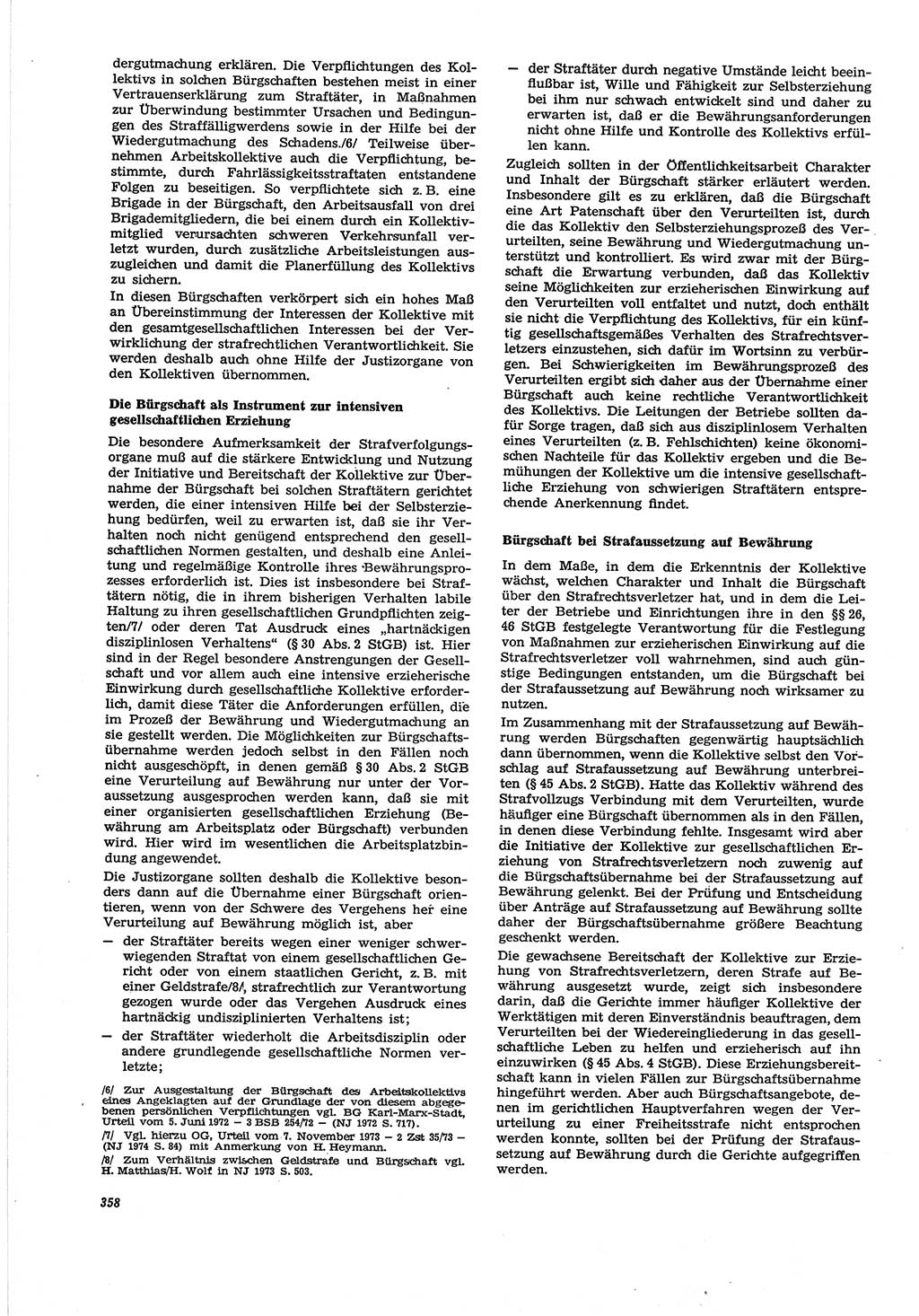 Neue Justiz (NJ), Zeitschrift für Recht und Rechtswissenschaft [Deutsche Demokratische Republik (DDR)], 30. Jahrgang 1976, Seite 358 (NJ DDR 1976, S. 358)