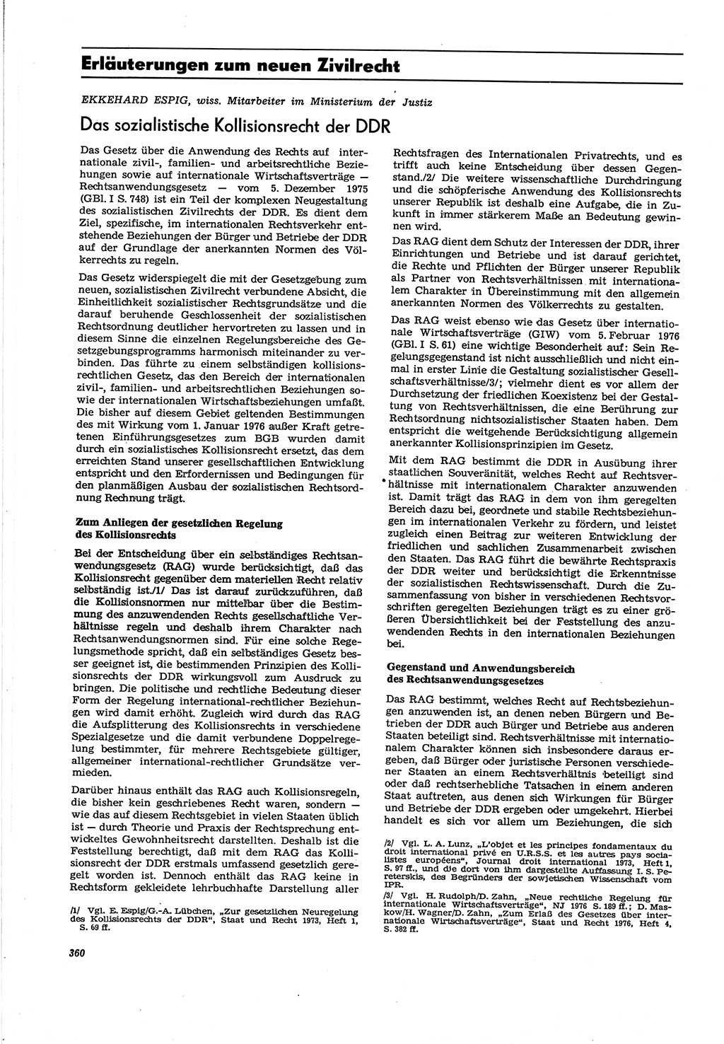 Neue Justiz (NJ), Zeitschrift für Recht und Rechtswissenschaft [Deutsche Demokratische Republik (DDR)], 30. Jahrgang 1976, Seite 360 (NJ DDR 1976, S. 360)