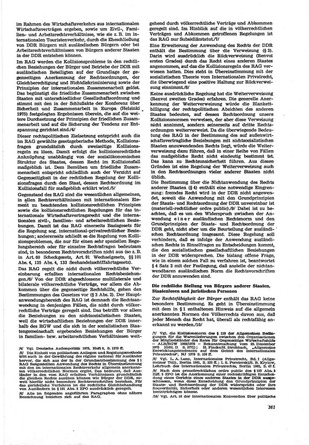 Neue Justiz (NJ), Zeitschrift für Recht und Rechtswissenschaft [Deutsche Demokratische Republik (DDR)], 30. Jahrgang 1976, Seite 361 (NJ DDR 1976, S. 361)