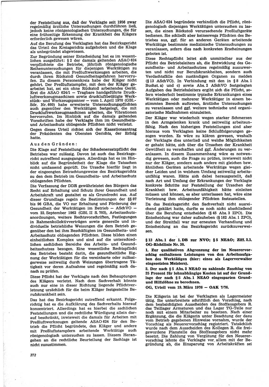 Neue Justiz (NJ), Zeitschrift für Recht und Rechtswissenschaft [Deutsche Demokratische Republik (DDR)], 30. Jahrgang 1976, Seite 372 (NJ DDR 1976, S. 372)