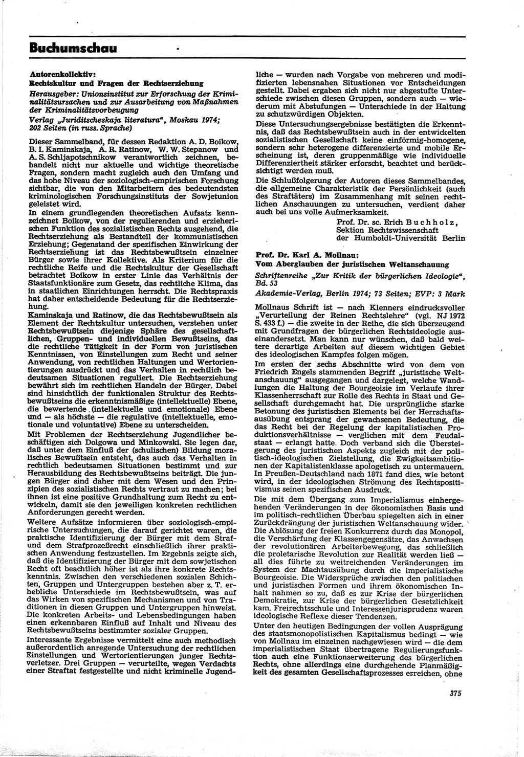 Neue Justiz (NJ), Zeitschrift für Recht und Rechtswissenschaft [Deutsche Demokratische Republik (DDR)], 30. Jahrgang 1976, Seite 375 (NJ DDR 1976, S. 375)