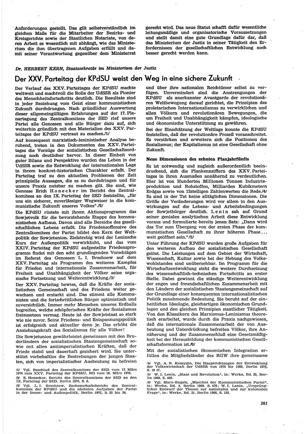 Neue Justiz (NJ), Zeitschrift für Recht und Rechtswissenschaft [Deutsche Demokratische Republik (DDR)], 30. Jahrgang 1976, Seite 381 (NJ DDR 1976, S. 381)