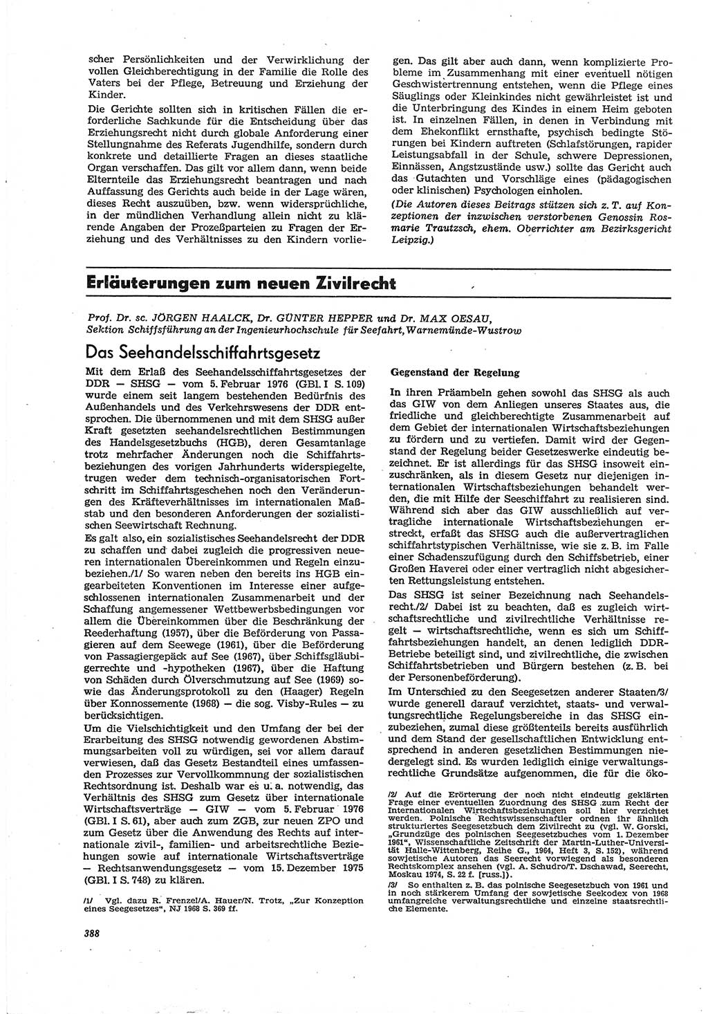 Neue Justiz (NJ), Zeitschrift für Recht und Rechtswissenschaft [Deutsche Demokratische Republik (DDR)], 30. Jahrgang 1976, Seite 388 (NJ DDR 1976, S. 388)