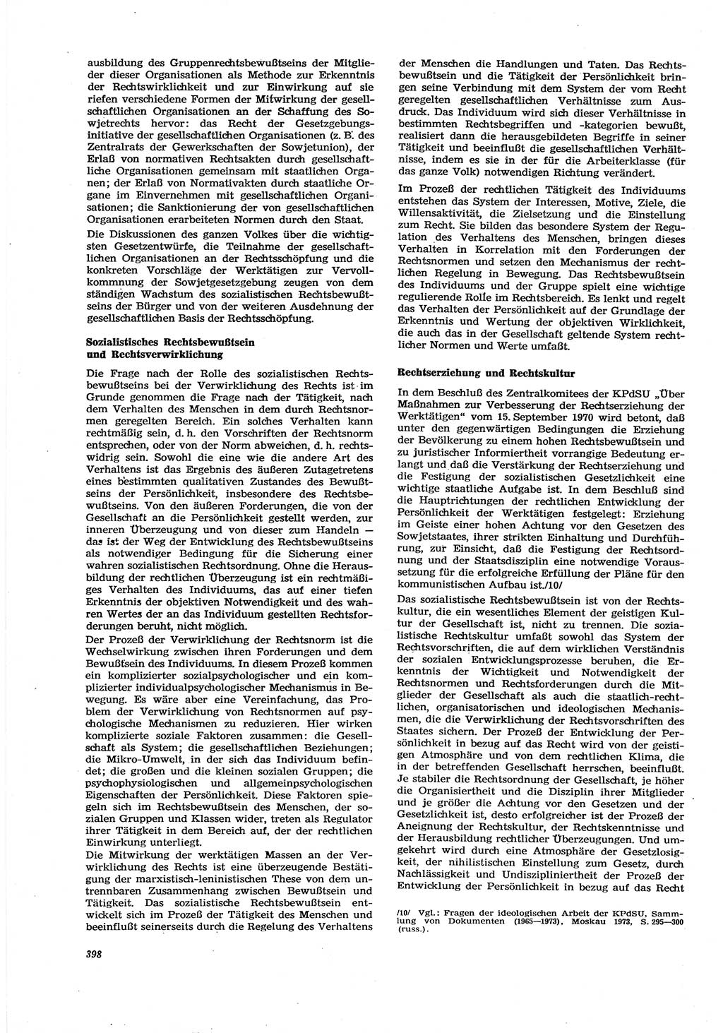 Neue Justiz (NJ), Zeitschrift für Recht und Rechtswissenschaft [Deutsche Demokratische Republik (DDR)], 30. Jahrgang 1976, Seite 398 (NJ DDR 1976, S. 398)