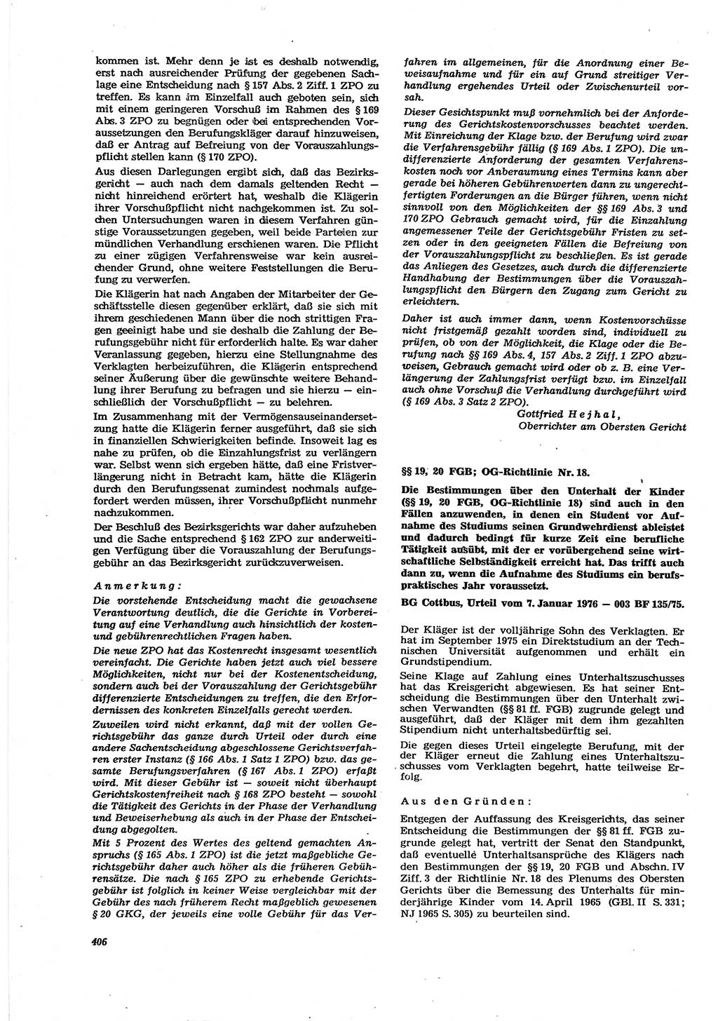 Neue Justiz (NJ), Zeitschrift für Recht und Rechtswissenschaft [Deutsche Demokratische Republik (DDR)], 30. Jahrgang 1976, Seite 406 (NJ DDR 1976, S. 406)