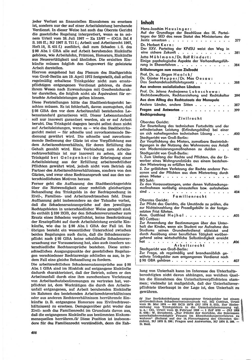 Neue Justiz (NJ), Zeitschrift für Recht und Rechtswissenschaft [Deutsche Demokratische Republik (DDR)], 30. Jahrgang 1976, Seite 408 (NJ DDR 1976, S. 408)