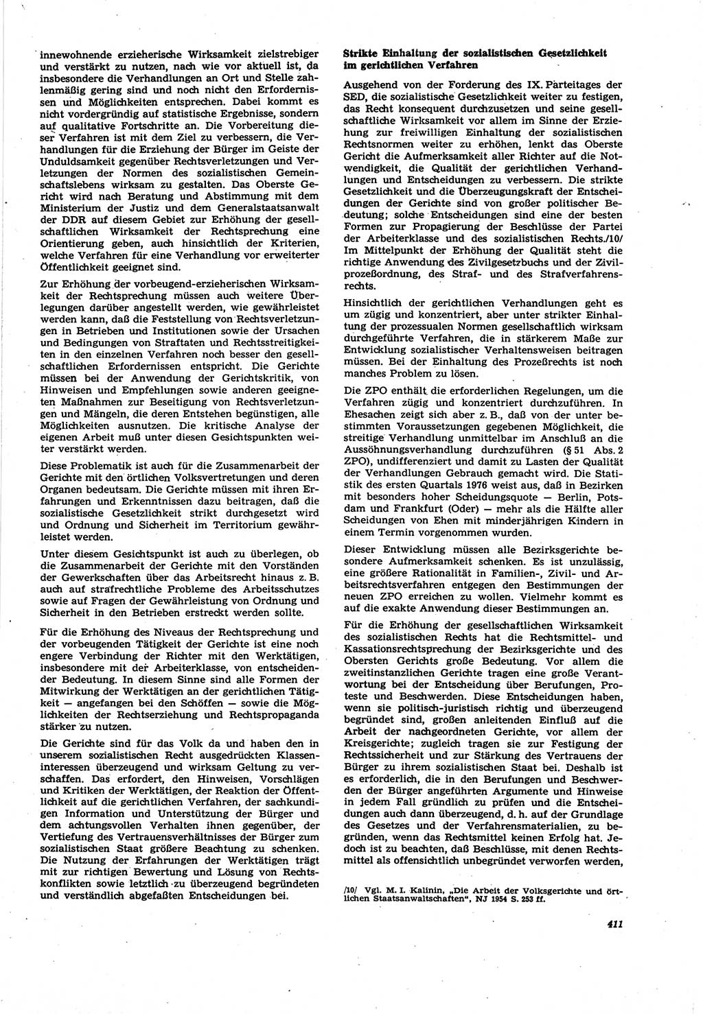 Neue Justiz (NJ), Zeitschrift für Recht und Rechtswissenschaft [Deutsche Demokratische Republik (DDR)], 30. Jahrgang 1976, Seite 411 (NJ DDR 1976, S. 411)