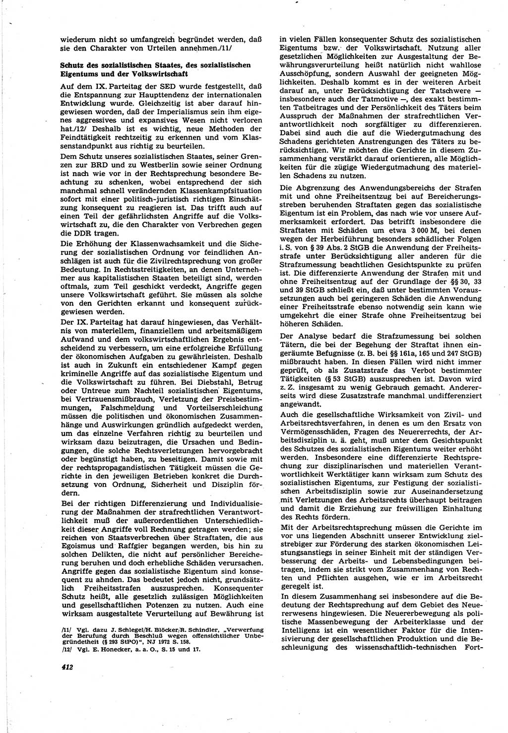 Neue Justiz (NJ), Zeitschrift für Recht und Rechtswissenschaft [Deutsche Demokratische Republik (DDR)], 30. Jahrgang 1976, Seite 412 (NJ DDR 1976, S. 412)