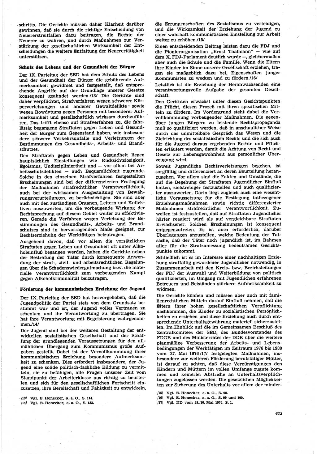 Neue Justiz (NJ), Zeitschrift für Recht und Rechtswissenschaft [Deutsche Demokratische Republik (DDR)], 30. Jahrgang 1976, Seite 413 (NJ DDR 1976, S. 413)