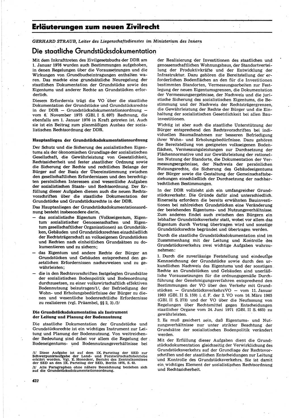 Neue Justiz (NJ), Zeitschrift für Recht und Rechtswissenschaft [Deutsche Demokratische Republik (DDR)], 30. Jahrgang 1976, Seite 422 (NJ DDR 1976, S. 422)