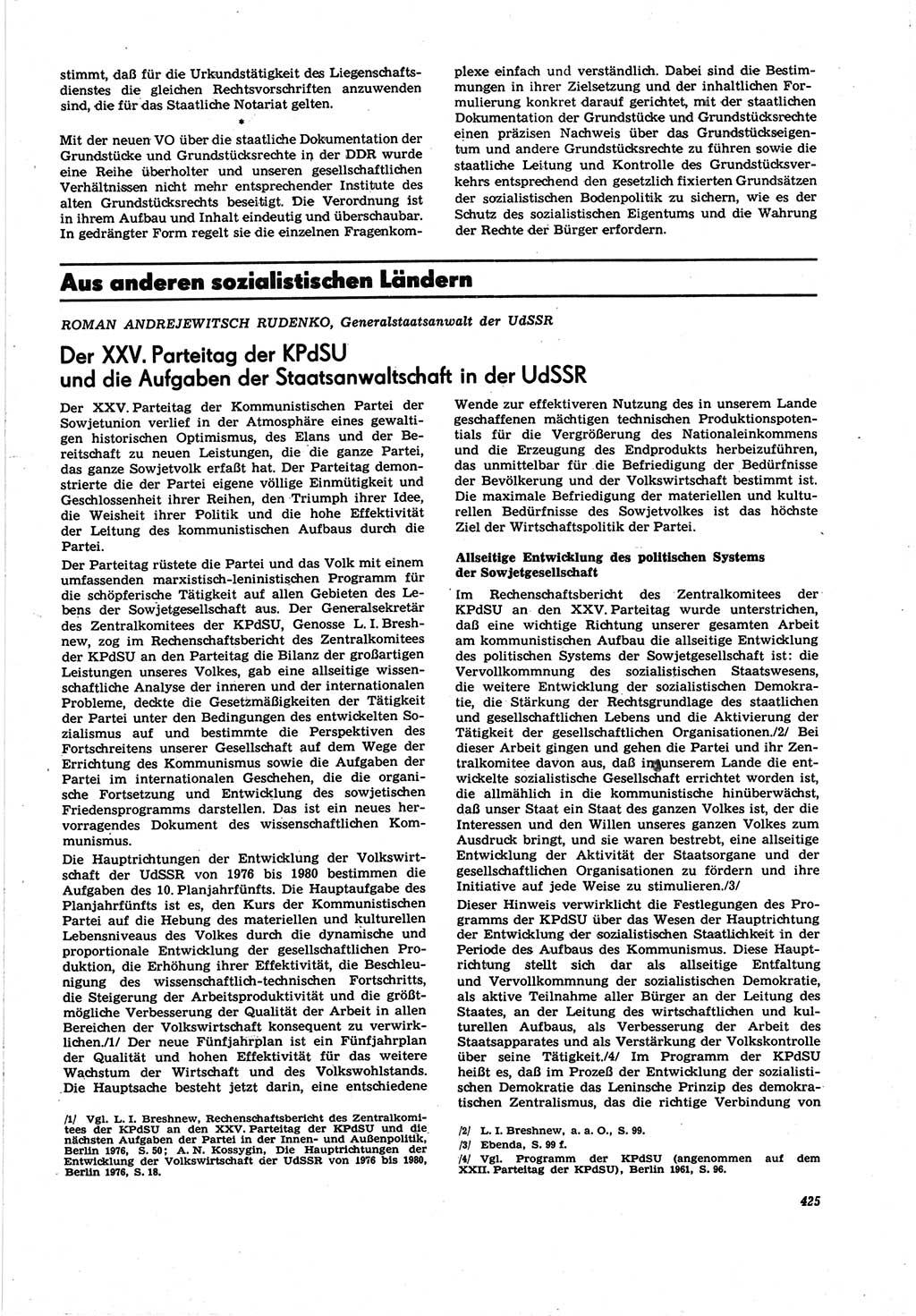 Neue Justiz (NJ), Zeitschrift für Recht und Rechtswissenschaft [Deutsche Demokratische Republik (DDR)], 30. Jahrgang 1976, Seite 425 (NJ DDR 1976, S. 425)