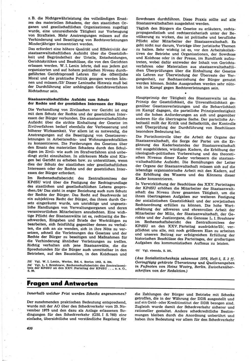 Neue Justiz (NJ), Zeitschrift für Recht und Rechtswissenschaft [Deutsche Demokratische Republik (DDR)], 30. Jahrgang 1976, Seite 430 (NJ DDR 1976, S. 430)