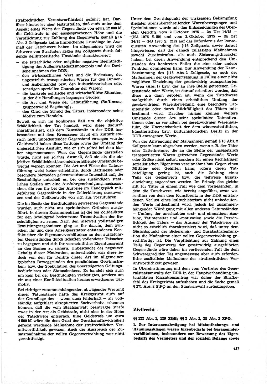Neue Justiz (NJ), Zeitschrift für Recht und Rechtswissenschaft [Deutsche Demokratische Republik (DDR)], 30. Jahrgang 1976, Seite 437 (NJ DDR 1976, S. 437)