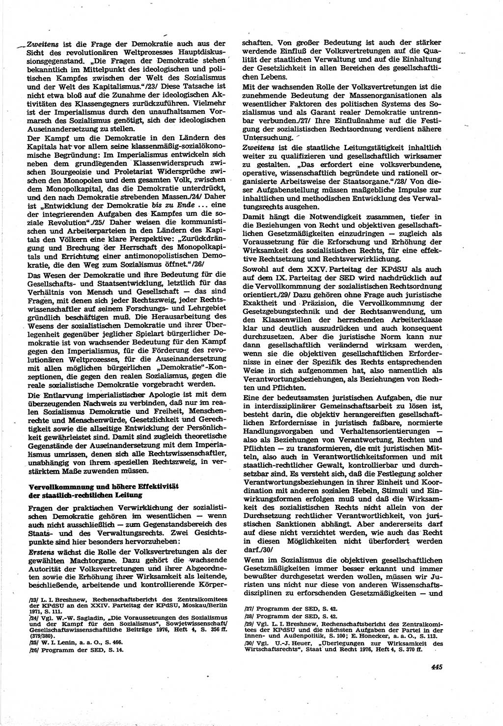 Neue Justiz (NJ), Zeitschrift für Recht und Rechtswissenschaft [Deutsche Demokratische Republik (DDR)], 30. Jahrgang 1976, Seite 445 (NJ DDR 1976, S. 445)