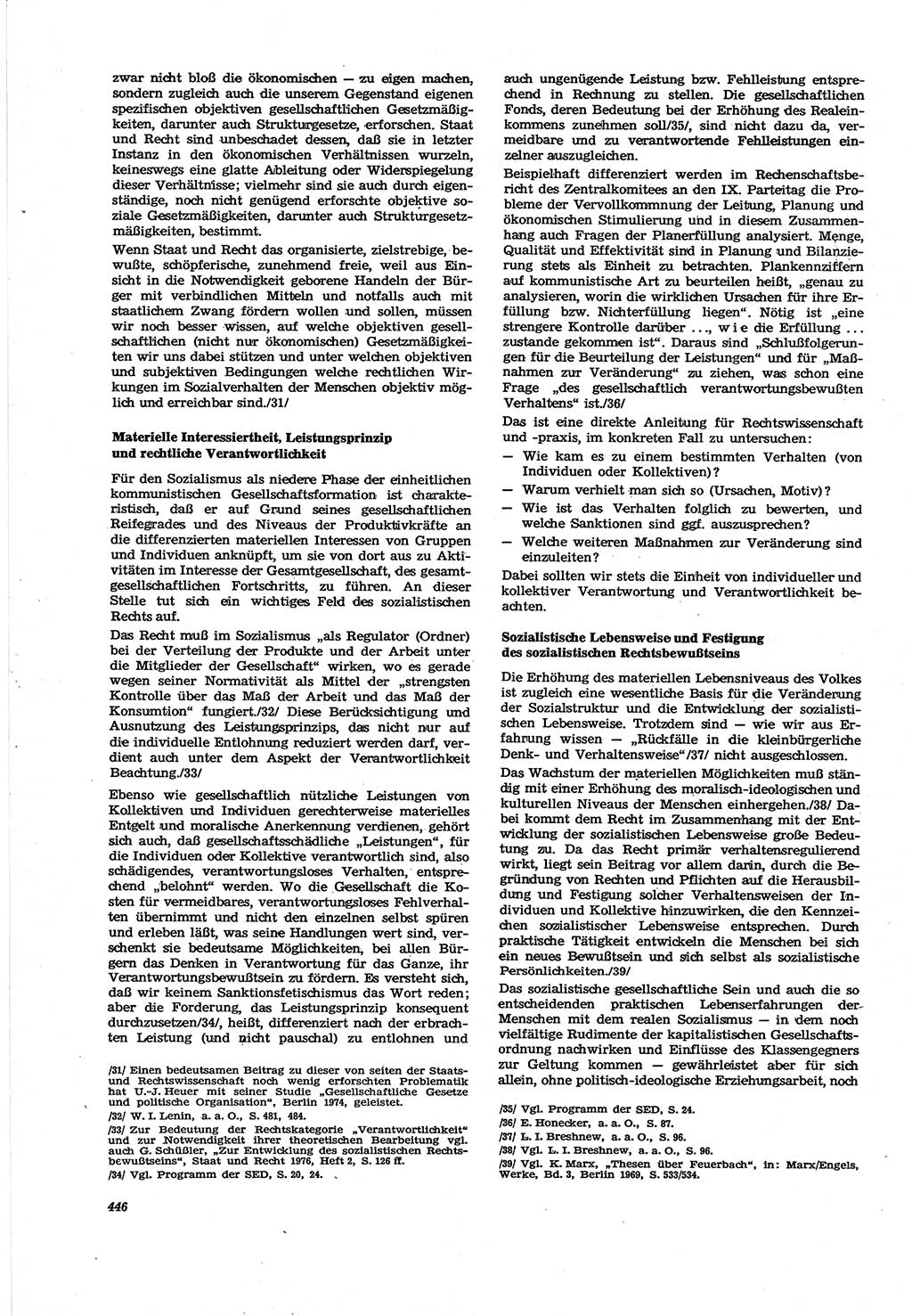 Neue Justiz (NJ), Zeitschrift für Recht und Rechtswissenschaft [Deutsche Demokratische Republik (DDR)], 30. Jahrgang 1976, Seite 446 (NJ DDR 1976, S. 446)