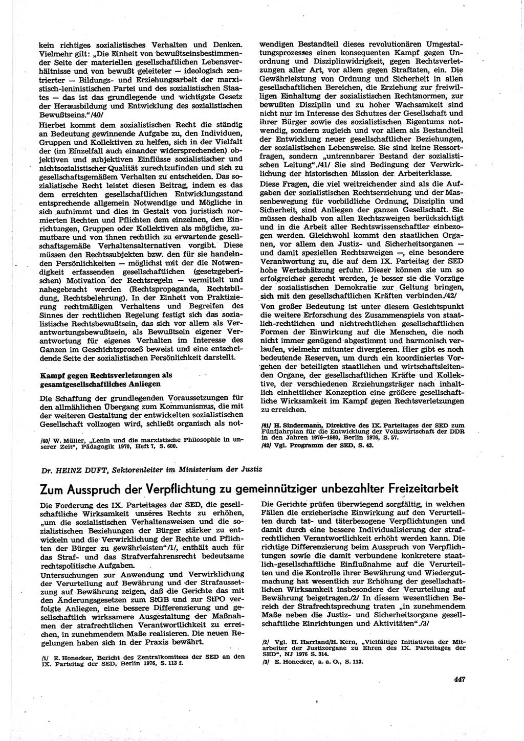 Neue Justiz (NJ), Zeitschrift für Recht und Rechtswissenschaft [Deutsche Demokratische Republik (DDR)], 30. Jahrgang 1976, Seite 447 (NJ DDR 1976, S. 447)