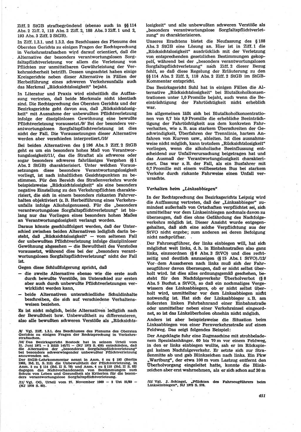 Neue Justiz (NJ), Zeitschrift für Recht und Rechtswissenschaft [Deutsche Demokratische Republik (DDR)], 30. Jahrgang 1976, Seite 451 (NJ DDR 1976, S. 451)