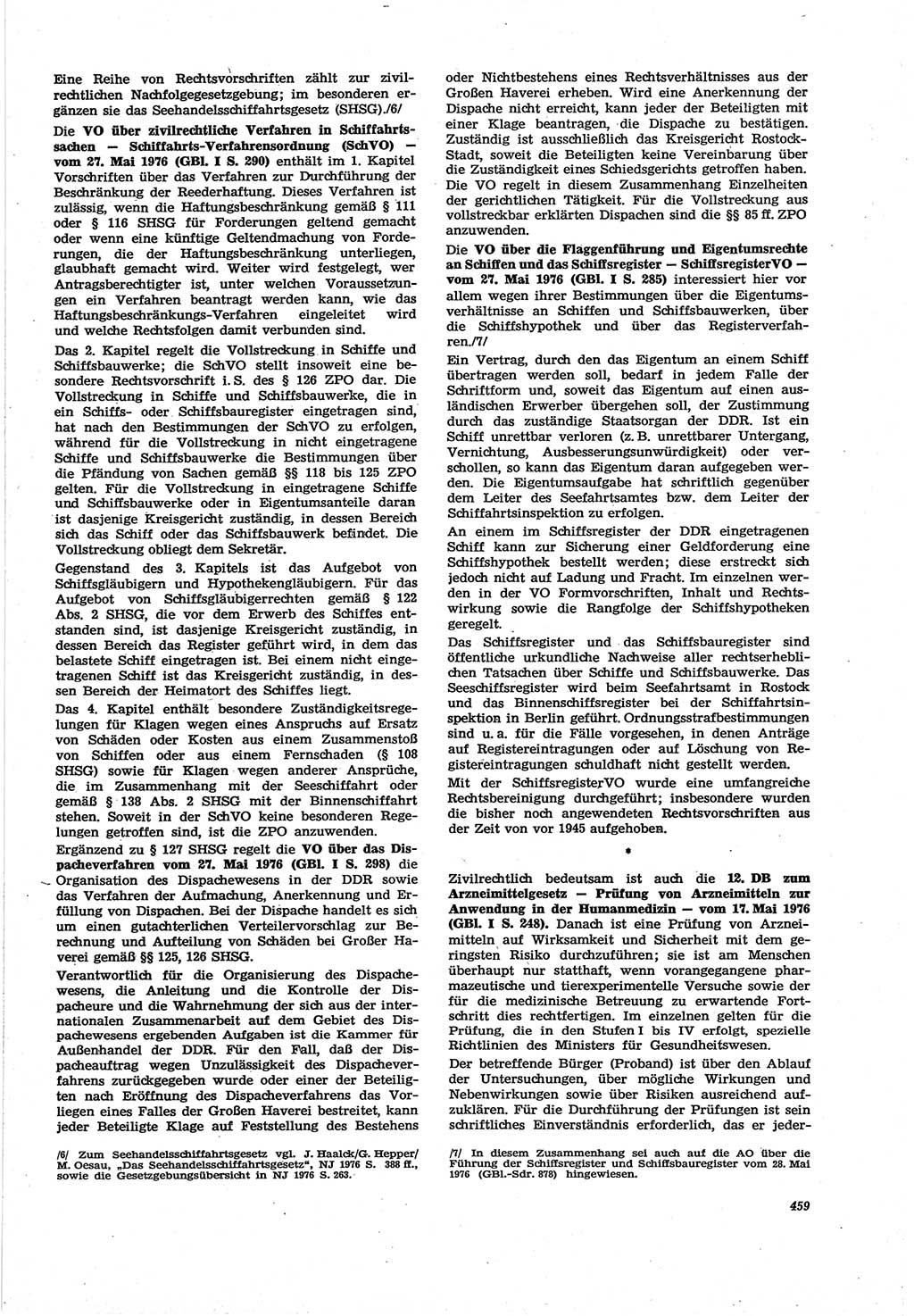 Neue Justiz (NJ), Zeitschrift für Recht und Rechtswissenschaft [Deutsche Demokratische Republik (DDR)], 30. Jahrgang 1976, Seite 459 (NJ DDR 1976, S. 459)