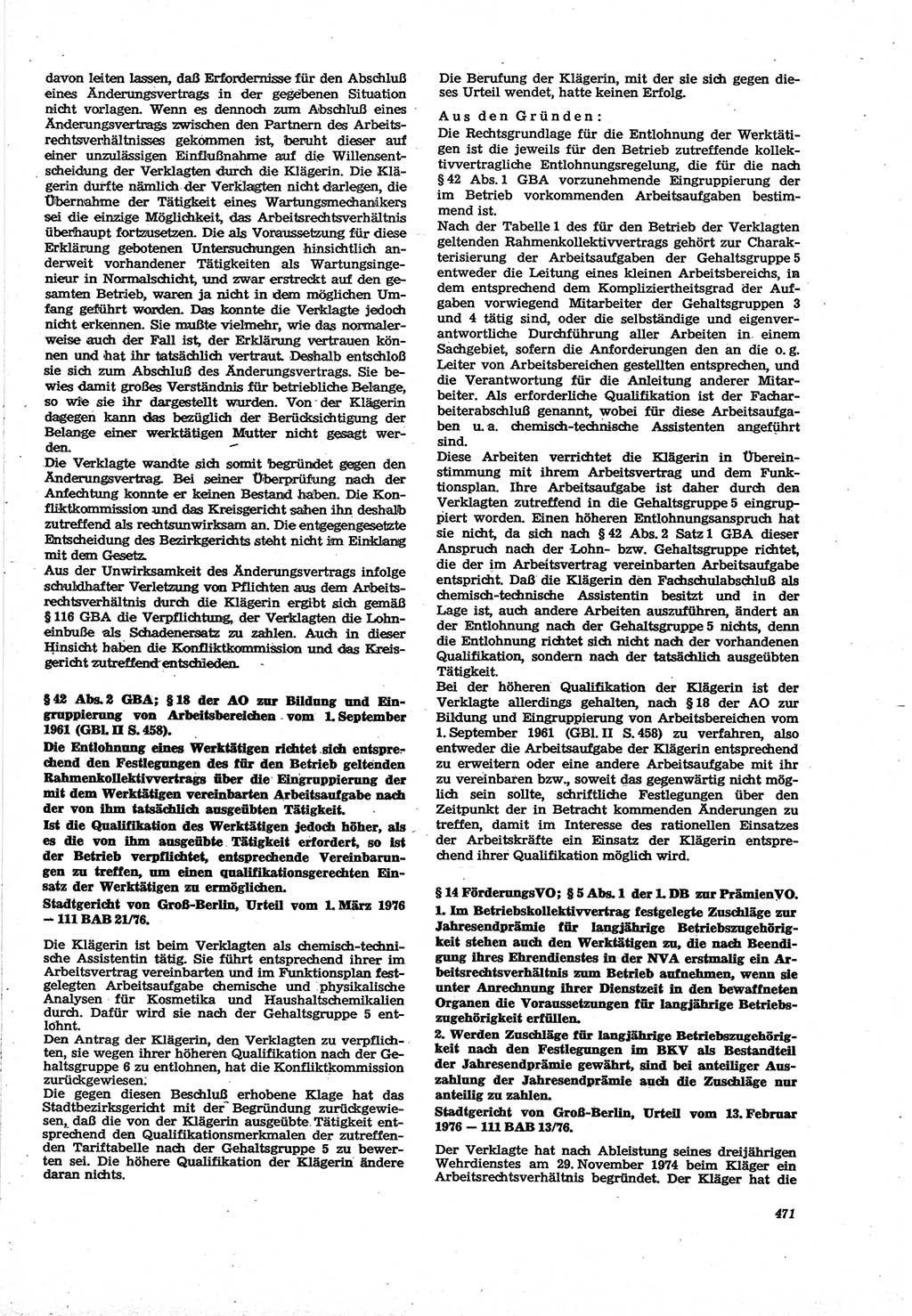 Neue Justiz (NJ), Zeitschrift für Recht und Rechtswissenschaft [Deutsche Demokratische Republik (DDR)], 30. Jahrgang 1976, Seite 471 (NJ DDR 1976, S. 471)