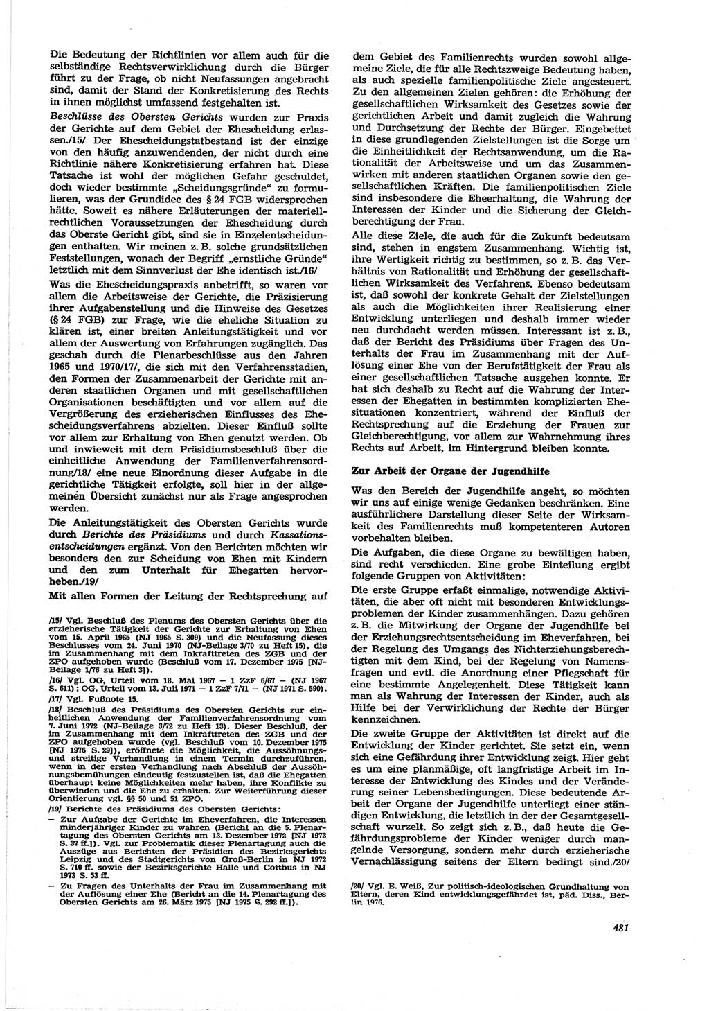 Neue Justiz (NJ), Zeitschrift für Recht und Rechtswissenschaft [Deutsche Demokratische Republik (DDR)], 30. Jahrgang 1976, Seite 481 (NJ DDR 1976, S. 481)