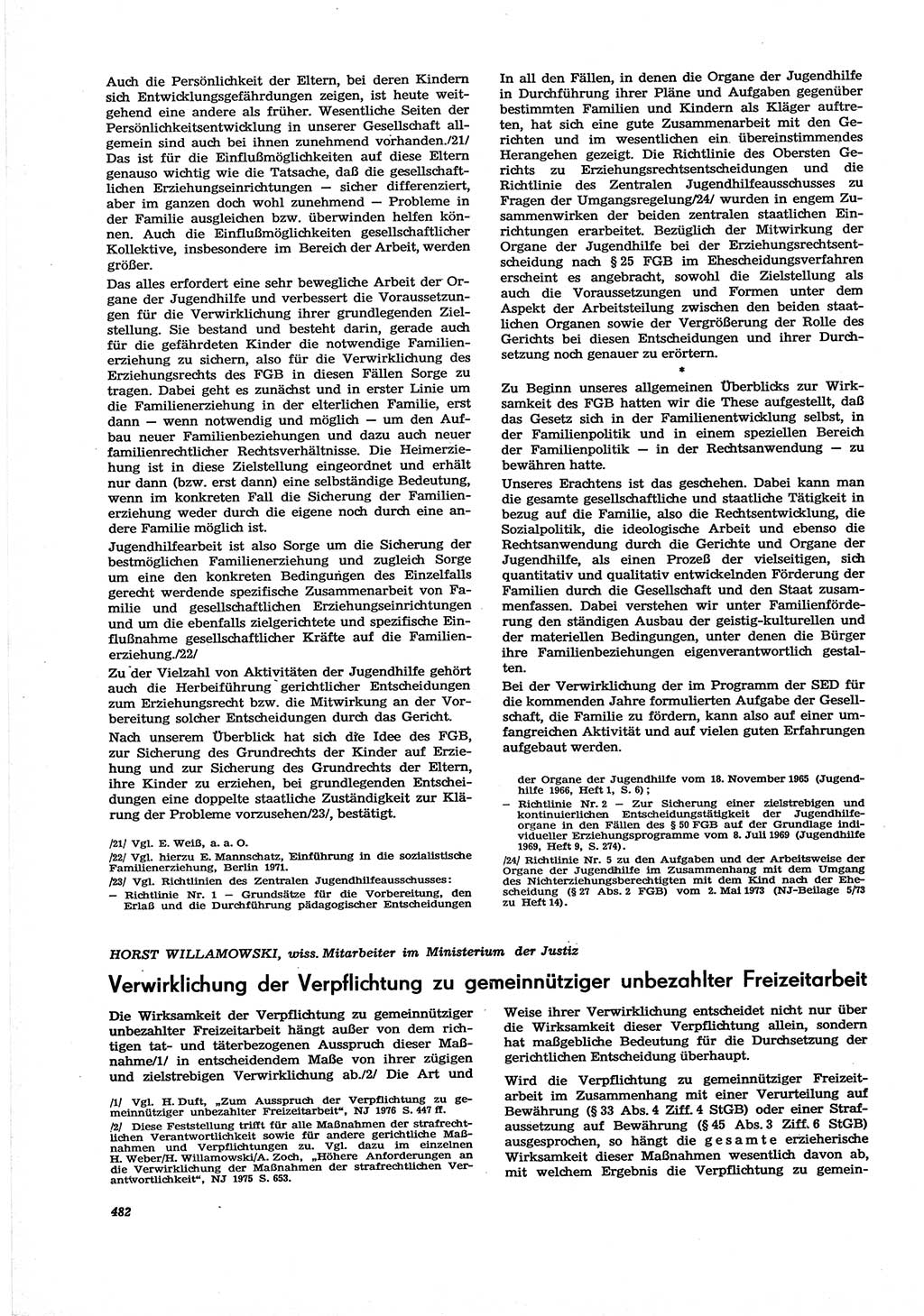 Neue Justiz (NJ), Zeitschrift für Recht und Rechtswissenschaft [Deutsche Demokratische Republik (DDR)], 30. Jahrgang 1976, Seite 482 (NJ DDR 1976, S. 482)