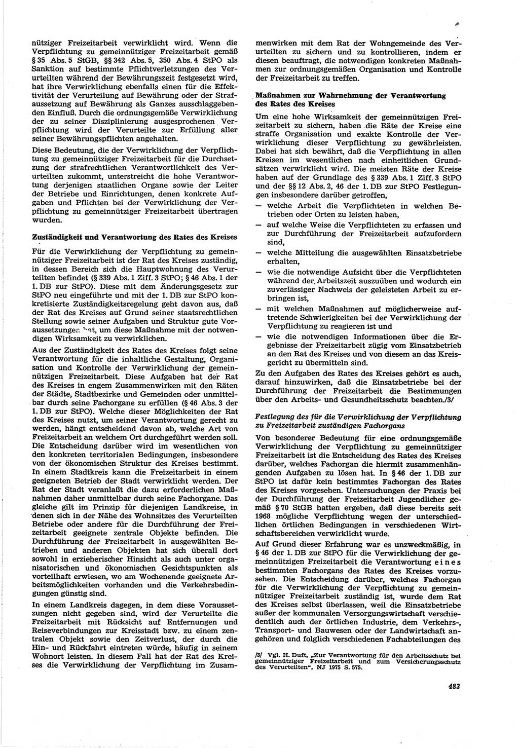 Neue Justiz (NJ), Zeitschrift für Recht und Rechtswissenschaft [Deutsche Demokratische Republik (DDR)], 30. Jahrgang 1976, Seite 483 (NJ DDR 1976, S. 483)