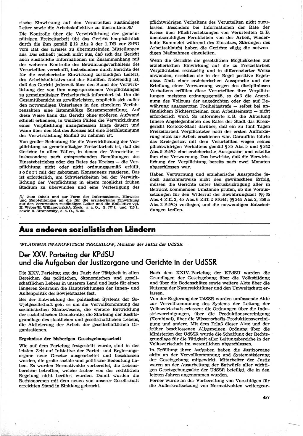 Neue Justiz (NJ), Zeitschrift für Recht und Rechtswissenschaft [Deutsche Demokratische Republik (DDR)], 30. Jahrgang 1976, Seite 487 (NJ DDR 1976, S. 487)