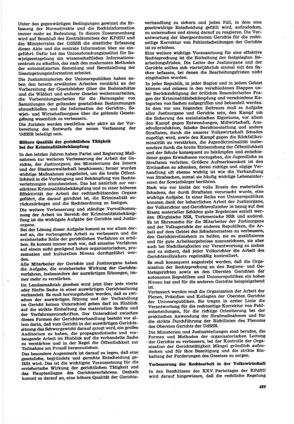 Neue Justiz (NJ), Zeitschrift für Recht und Rechtswissenschaft [Deutsche Demokratische Republik (DDR)], 30. Jahrgang 1976, Seite 489 (NJ DDR 1976, S. 489)