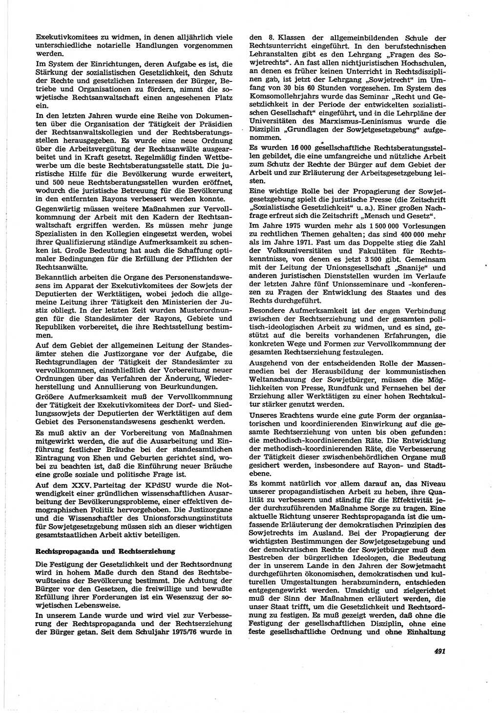 Neue Justiz (NJ), Zeitschrift für Recht und Rechtswissenschaft [Deutsche Demokratische Republik (DDR)], 30. Jahrgang 1976, Seite 491 (NJ DDR 1976, S. 491)