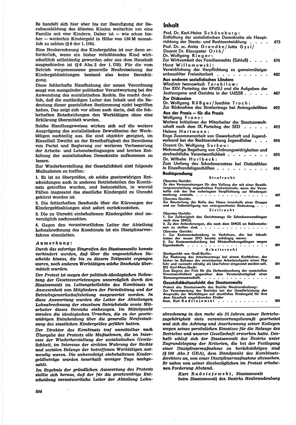 Neue Justiz (NJ), Zeitschrift für Recht und Rechtswissenschaft [Deutsche Demokratische Republik (DDR)], 30. Jahrgang 1976, Seite 504 (NJ DDR 1976, S. 504)
