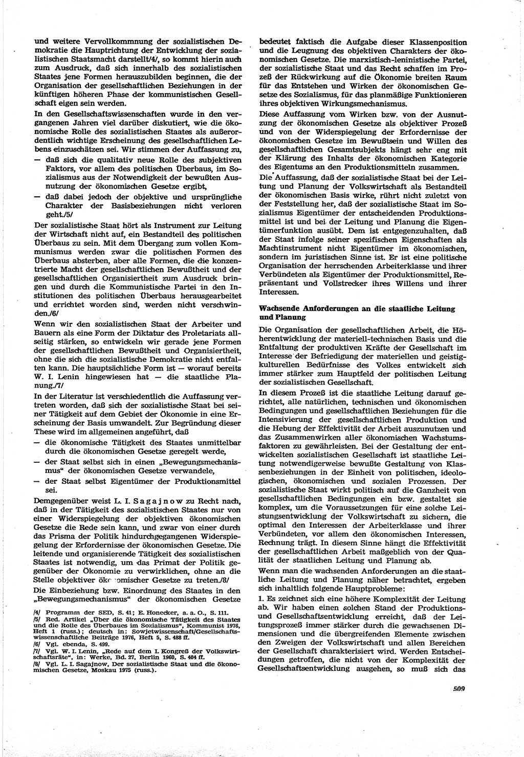 Neue Justiz (NJ), Zeitschrift für Recht und Rechtswissenschaft [Deutsche Demokratische Republik (DDR)], 30. Jahrgang 1976, Seite 509 (NJ DDR 1976, S. 509)