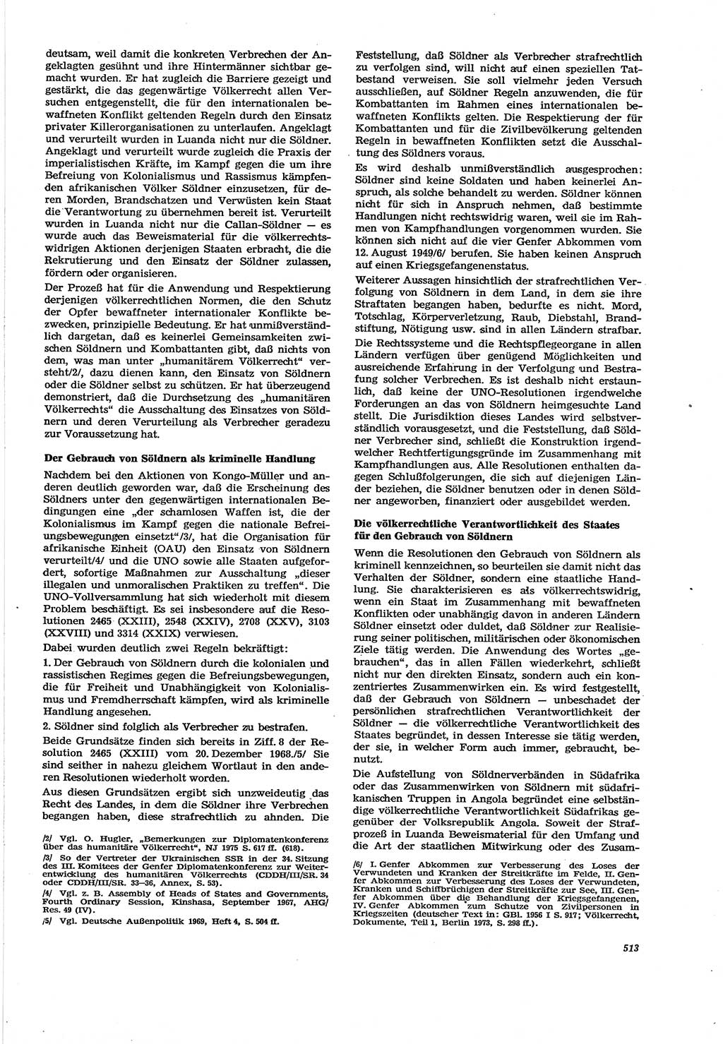 Neue Justiz (NJ), Zeitschrift für Recht und Rechtswissenschaft [Deutsche Demokratische Republik (DDR)], 30. Jahrgang 1976, Seite 513 (NJ DDR 1976, S. 513)