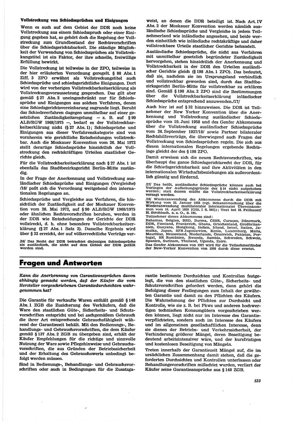 Neue Justiz (NJ), Zeitschrift für Recht und Rechtswissenschaft [Deutsche Demokratische Republik (DDR)], 30. Jahrgang 1976, Seite 523 (NJ DDR 1976, S. 523)