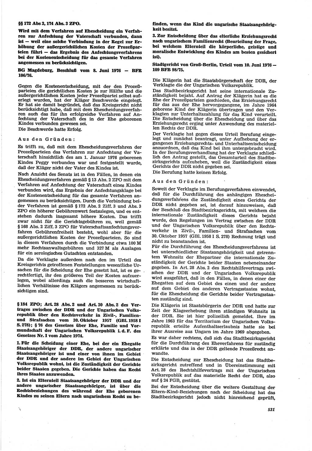 Neue Justiz (NJ), Zeitschrift für Recht und Rechtswissenschaft [Deutsche Demokratische Republik (DDR)], 30. Jahrgang 1976, Seite 531 (NJ DDR 1976, S. 531)