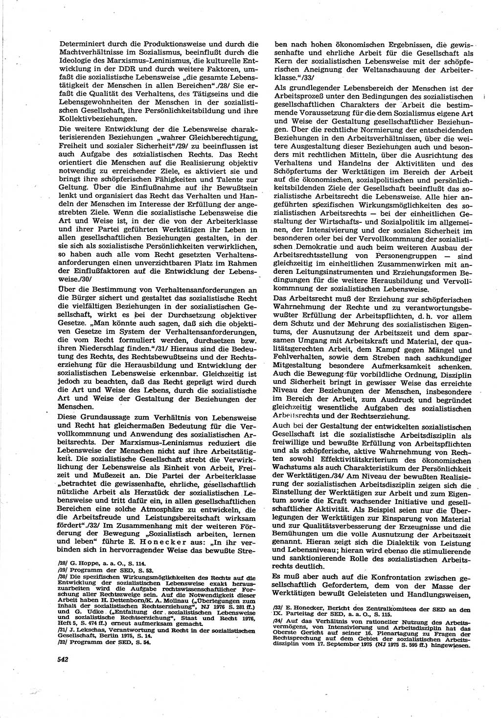 Neue Justiz (NJ), Zeitschrift für Recht und Rechtswissenschaft [Deutsche Demokratische Republik (DDR)], 30. Jahrgang 1976, Seite 542 (NJ DDR 1976, S. 542)