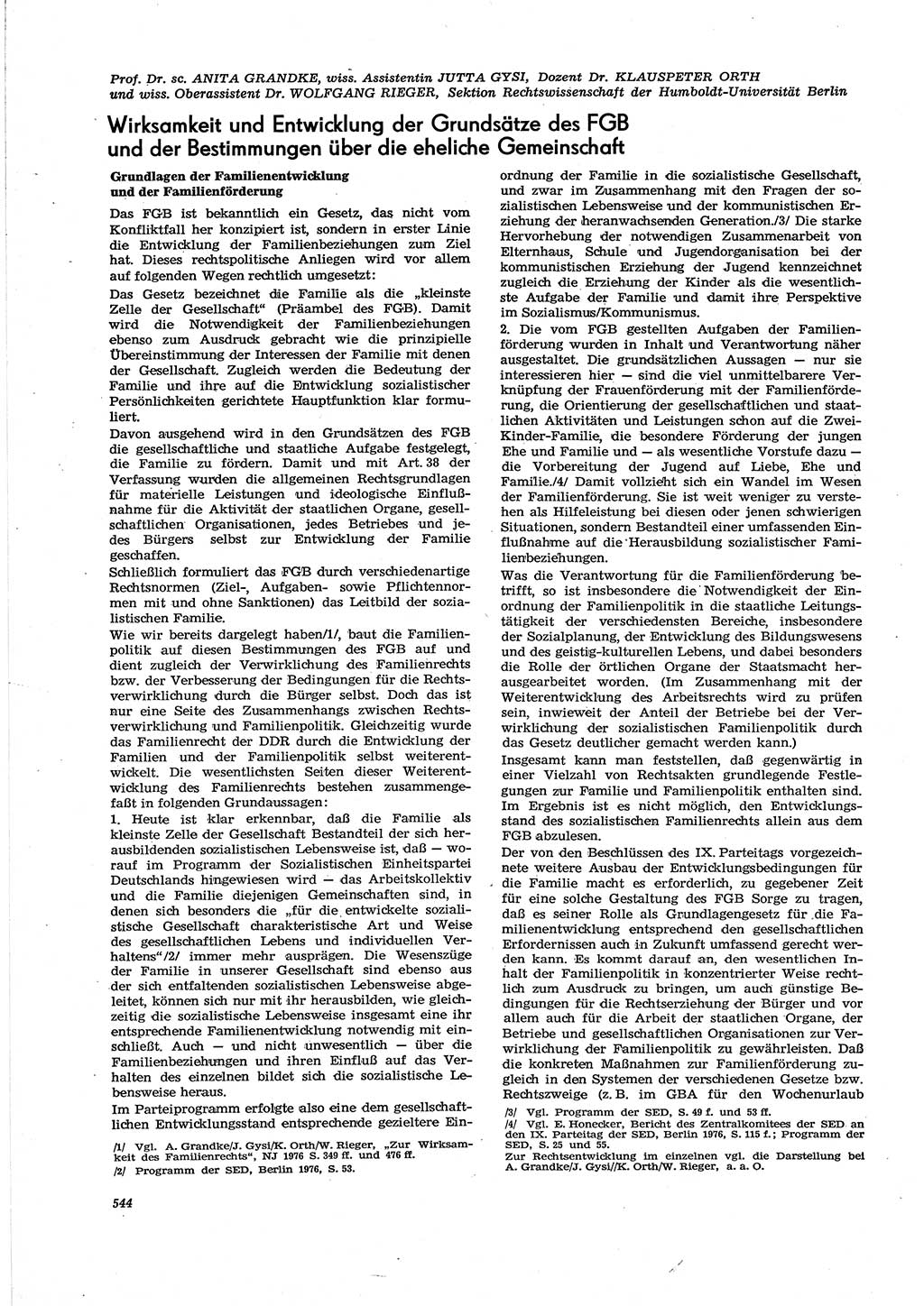 Neue Justiz (NJ), Zeitschrift für Recht und Rechtswissenschaft [Deutsche Demokratische Republik (DDR)], 30. Jahrgang 1976, Seite 544 (NJ DDR 1976, S. 544)