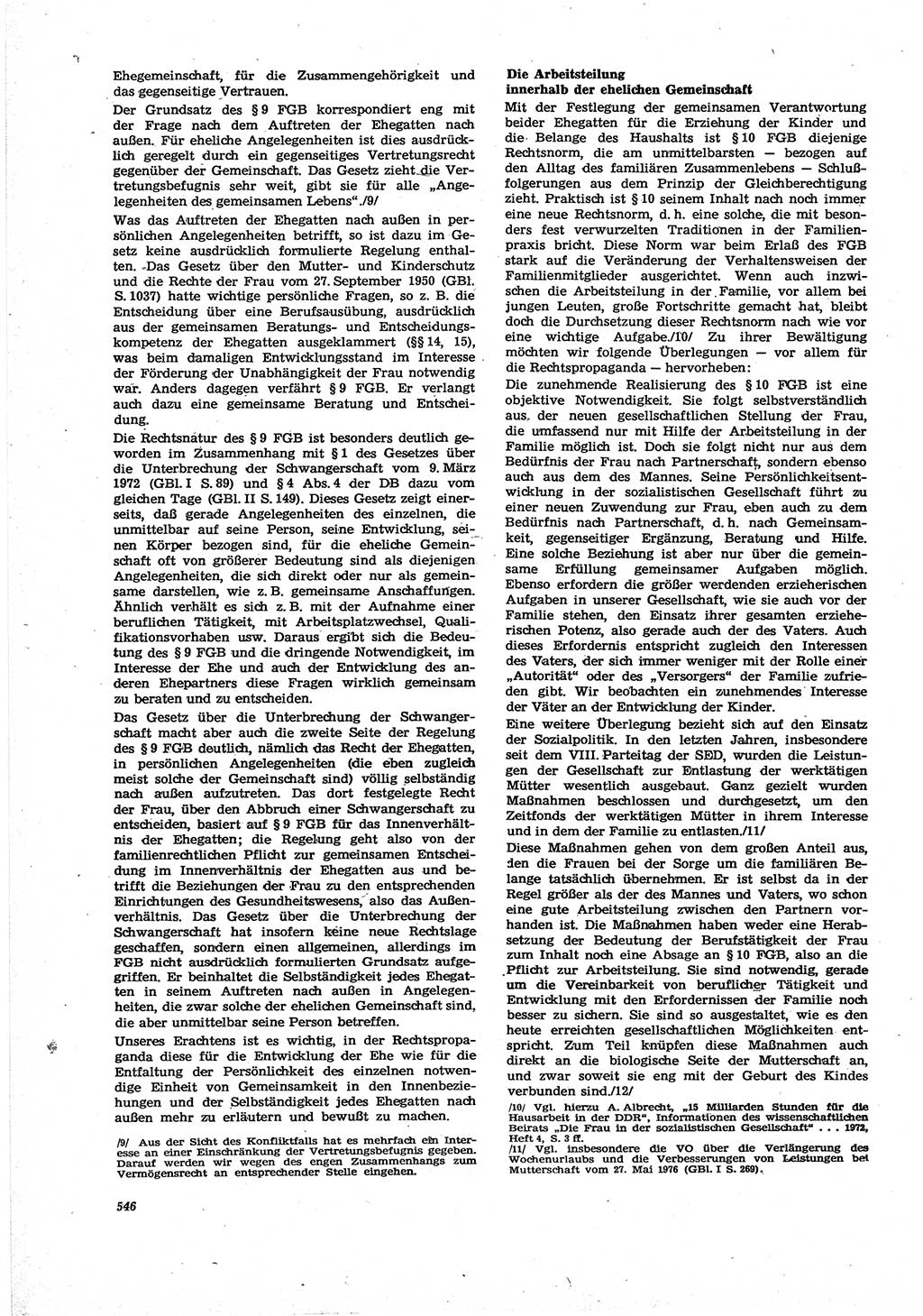 Neue Justiz (NJ), Zeitschrift für Recht und Rechtswissenschaft [Deutsche Demokratische Republik (DDR)], 30. Jahrgang 1976, Seite 546 (NJ DDR 1976, S. 546)