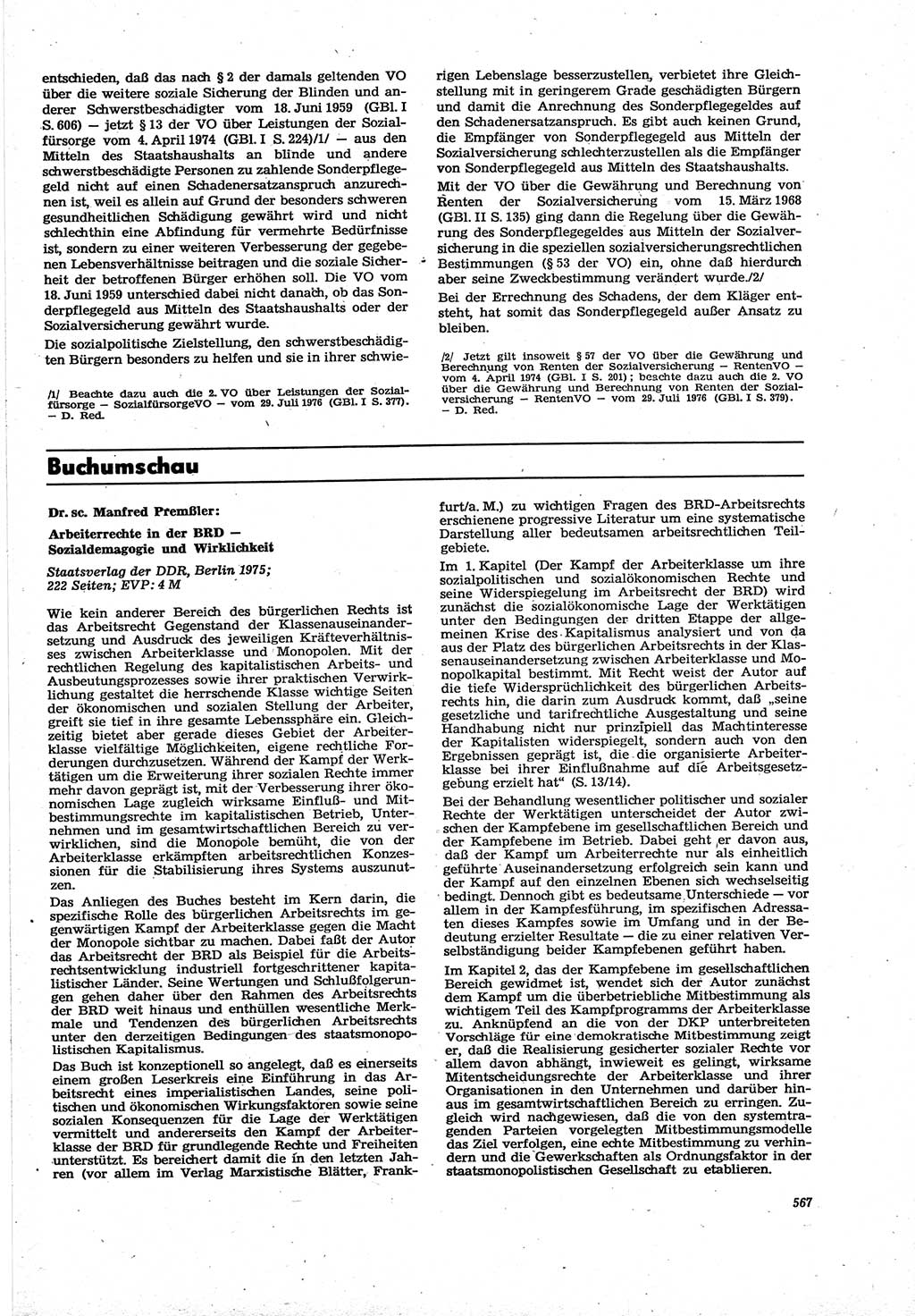 Neue Justiz (NJ), Zeitschrift für Recht und Rechtswissenschaft [Deutsche Demokratische Republik (DDR)], 30. Jahrgang 1976, Seite 567 (NJ DDR 1976, S. 567)