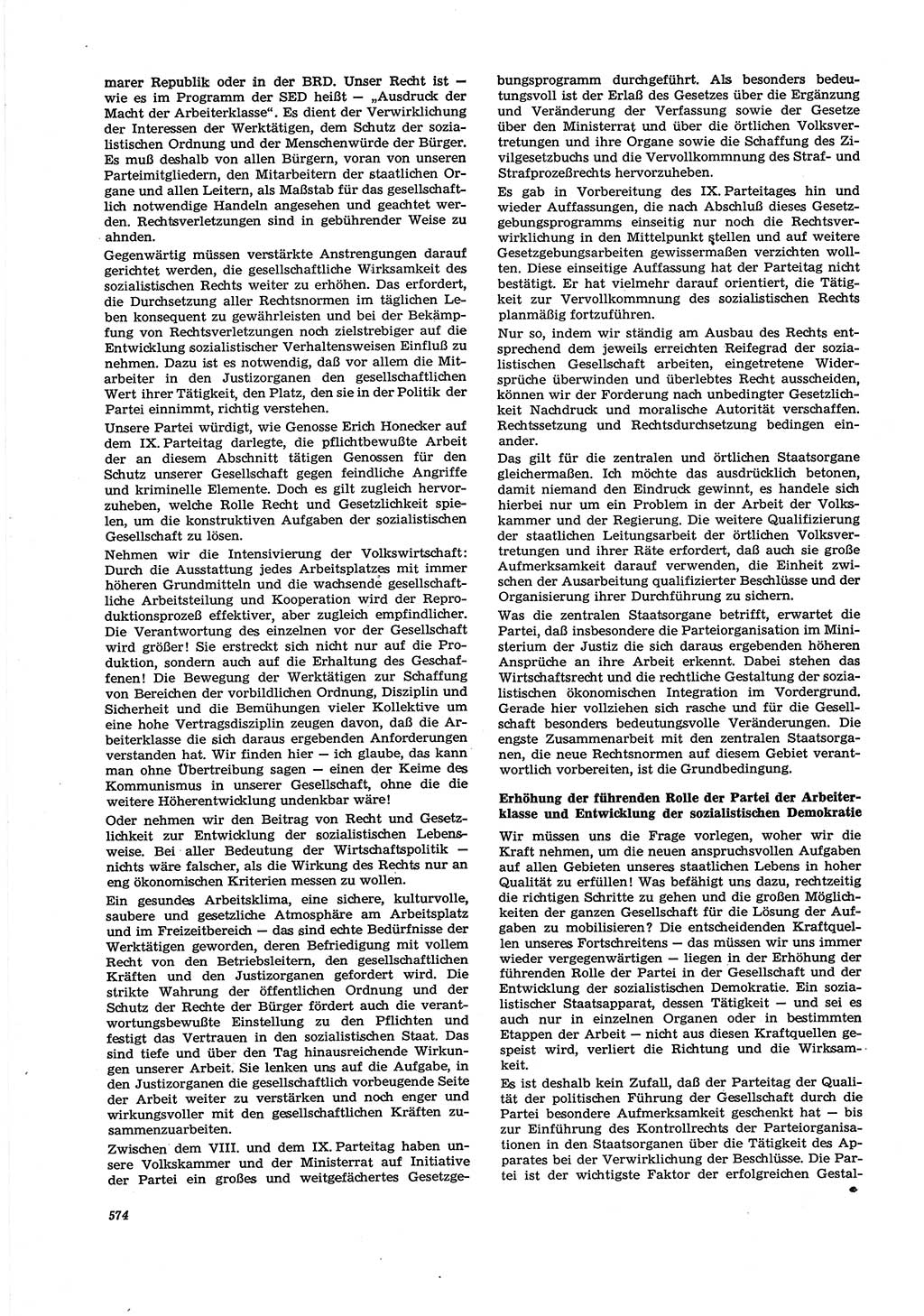 Neue Justiz (NJ), Zeitschrift für Recht und Rechtswissenschaft [Deutsche Demokratische Republik (DDR)], 30. Jahrgang 1976, Seite 574 (NJ DDR 1976, S. 574)
