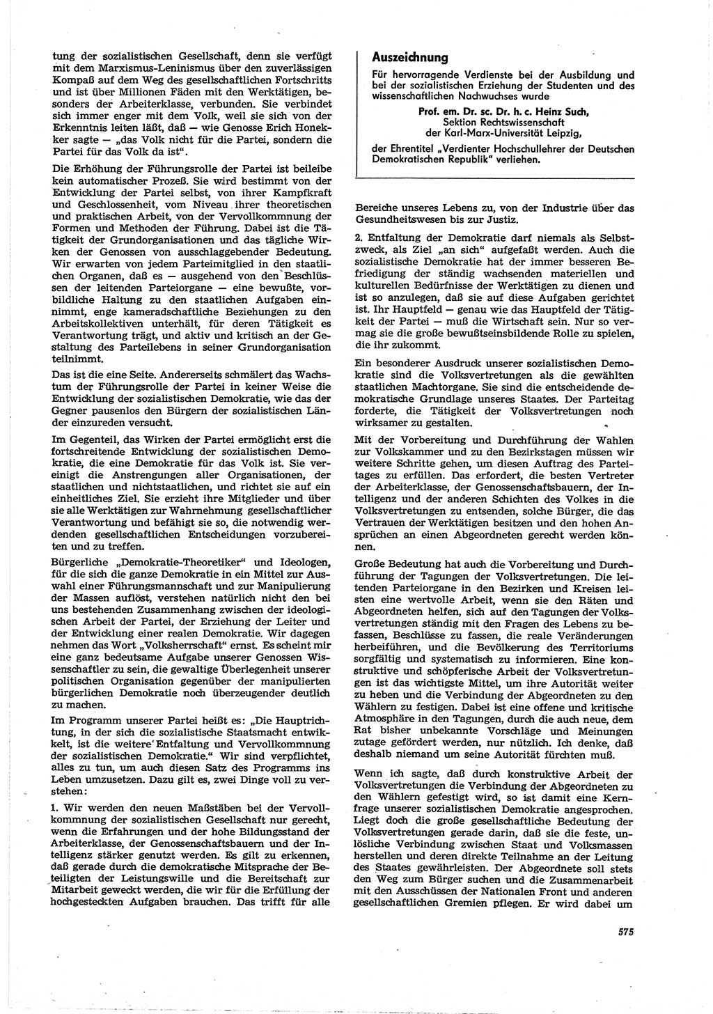 Neue Justiz (NJ), Zeitschrift für Recht und Rechtswissenschaft [Deutsche Demokratische Republik (DDR)], 30. Jahrgang 1976, Seite 575 (NJ DDR 1976, S. 575)