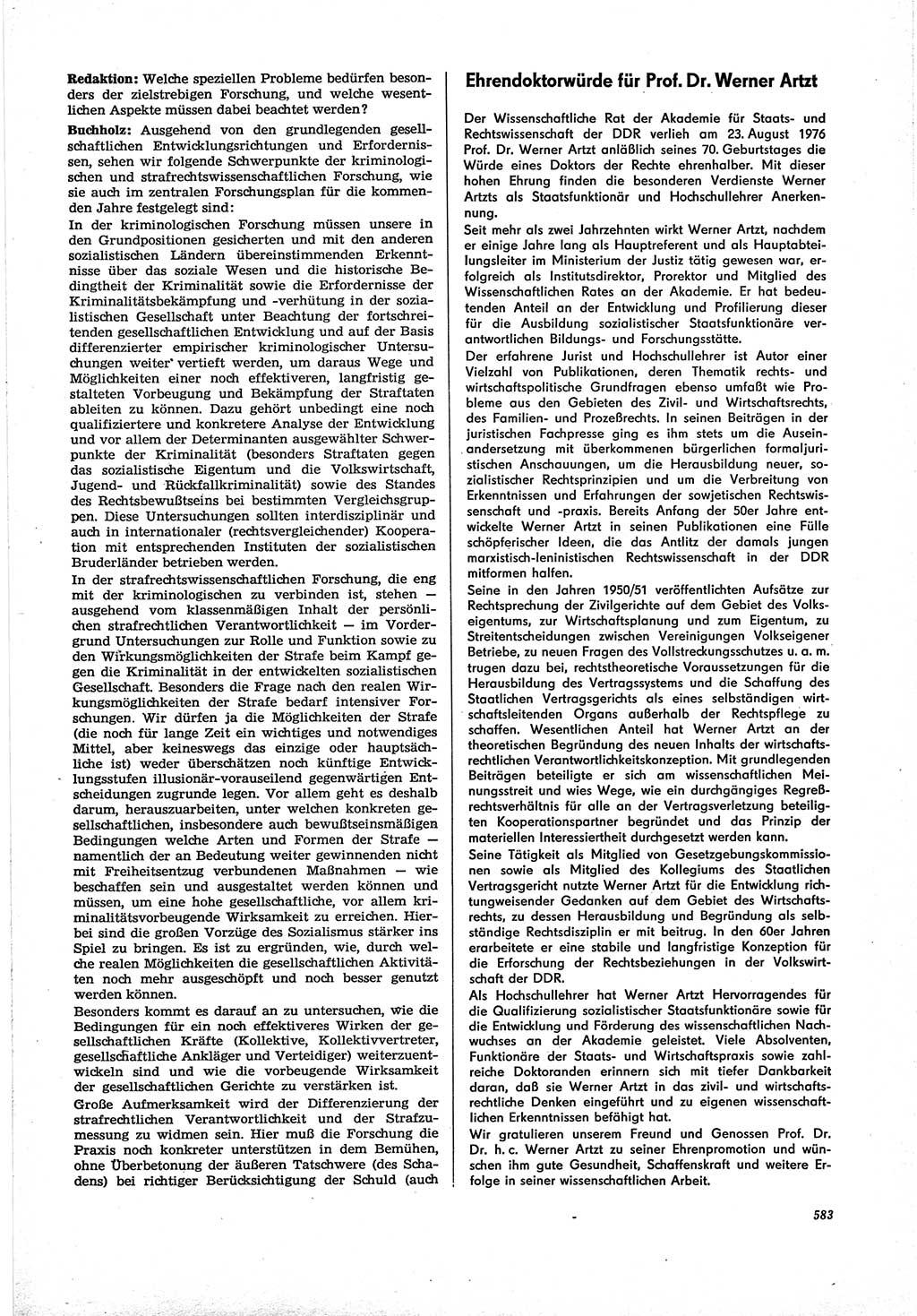 Neue Justiz (NJ), Zeitschrift für Recht und Rechtswissenschaft [Deutsche Demokratische Republik (DDR)], 30. Jahrgang 1976, Seite 583 (NJ DDR 1976, S. 583)