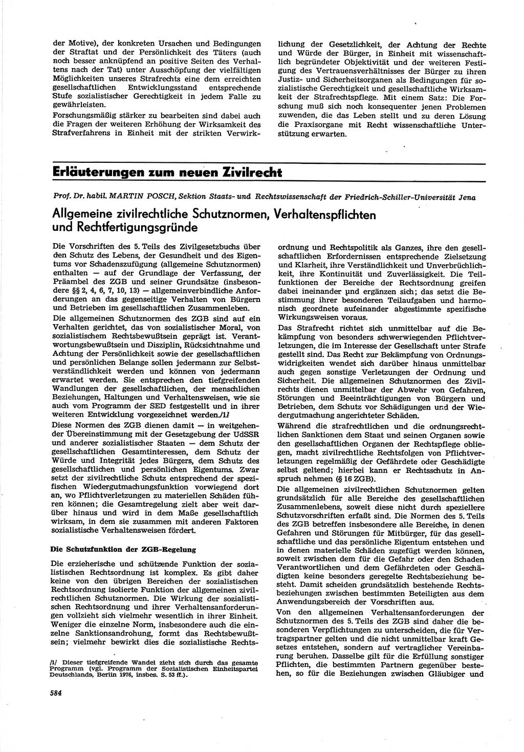 Neue Justiz (NJ), Zeitschrift für Recht und Rechtswissenschaft [Deutsche Demokratische Republik (DDR)], 30. Jahrgang 1976, Seite 584 (NJ DDR 1976, S. 584)