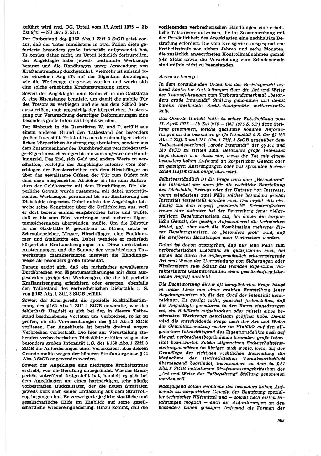 Neue Justiz (NJ), Zeitschrift für Recht und Rechtswissenschaft [Deutsche Demokratische Republik (DDR)], 30. Jahrgang 1976, Seite 595 (NJ DDR 1976, S. 595)