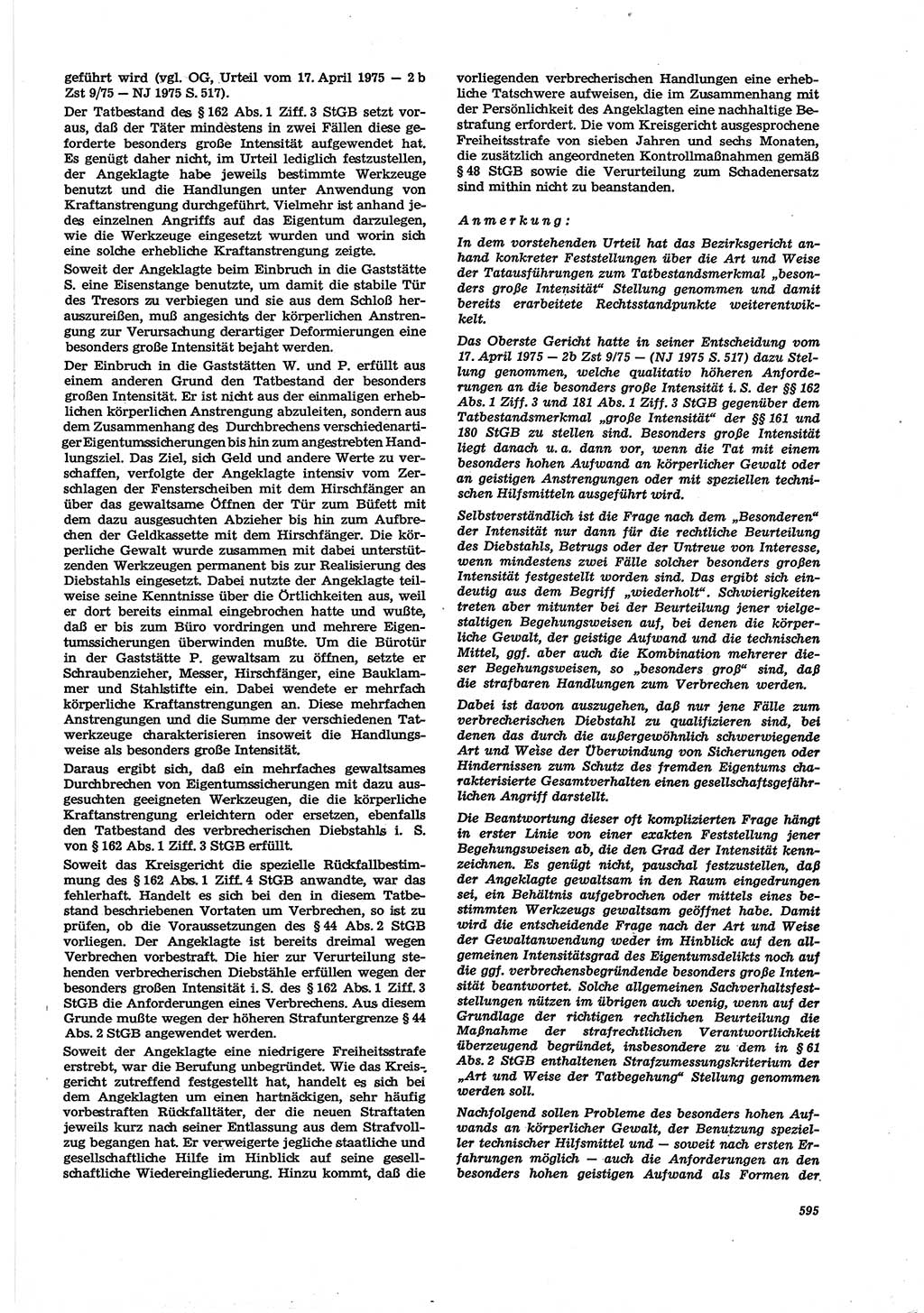 Neue Justiz (NJ), Zeitschrift für Recht und Rechtswissenschaft [Deutsche Demokratische Republik (DDR)], 30. Jahrgang 1976, Seite 595 (NJ DDR 1976, S. 595)