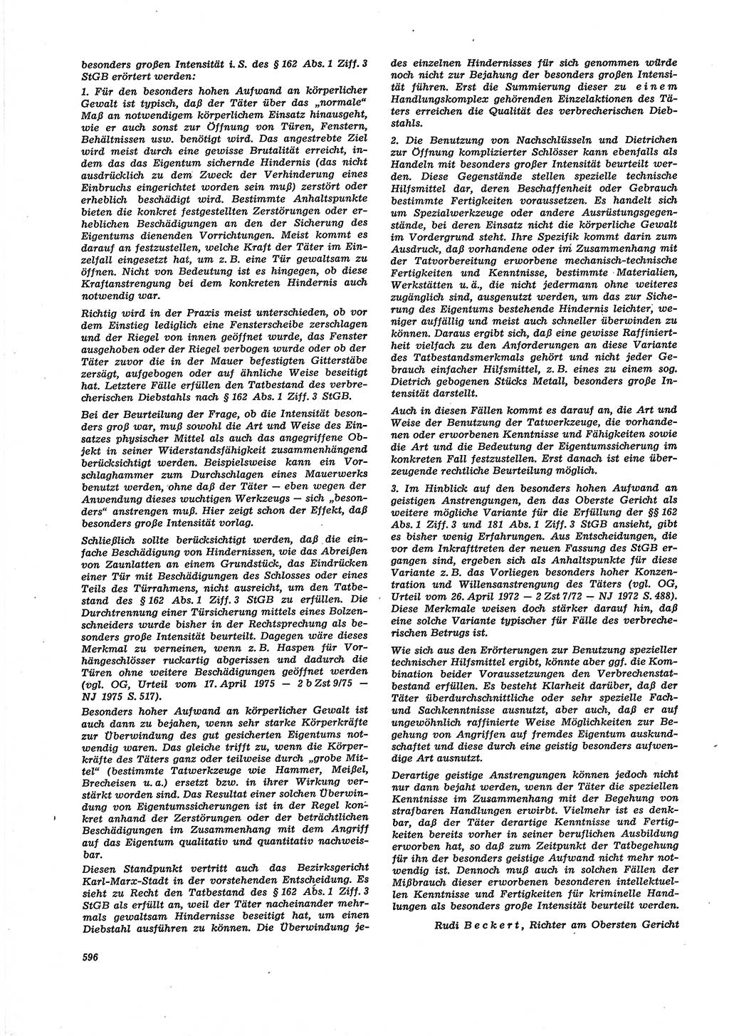 Neue Justiz (NJ), Zeitschrift für Recht und Rechtswissenschaft [Deutsche Demokratische Republik (DDR)], 30. Jahrgang 1976, Seite 596 (NJ DDR 1976, S. 596)