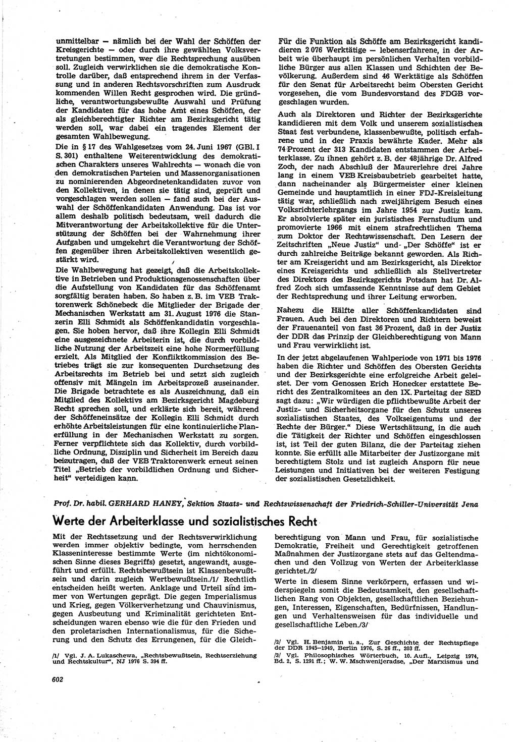 Neue Justiz (NJ), Zeitschrift für Recht und Rechtswissenschaft [Deutsche Demokratische Republik (DDR)], 30. Jahrgang 1976, Seite 602 (NJ DDR 1976, S. 602)