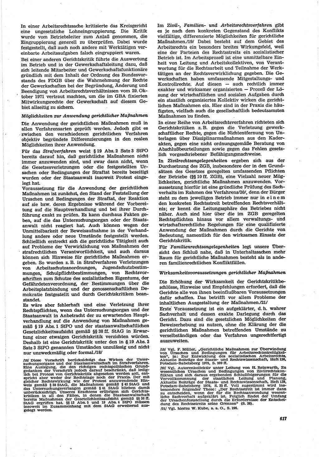 Neue Justiz (NJ), Zeitschrift für Recht und Rechtswissenschaft [Deutsche Demokratische Republik (DDR)], 30. Jahrgang 1976, Seite 617 (NJ DDR 1976, S. 617)