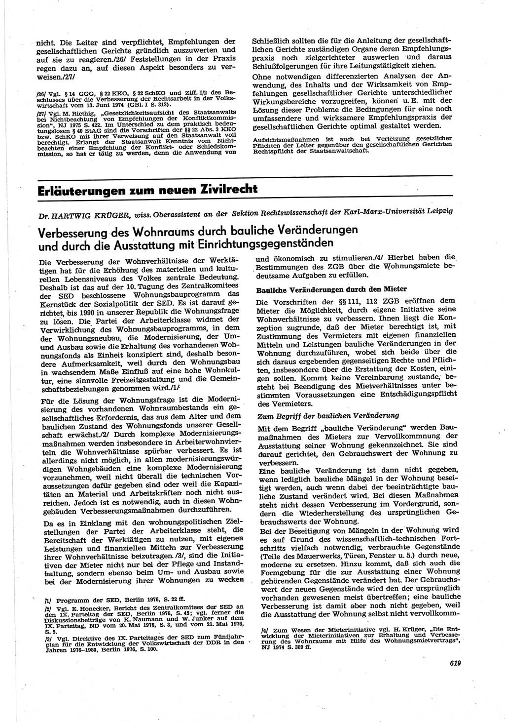 Neue Justiz (NJ), Zeitschrift für Recht und Rechtswissenschaft [Deutsche Demokratische Republik (DDR)], 30. Jahrgang 1976, Seite 619 (NJ DDR 1976, S. 619)