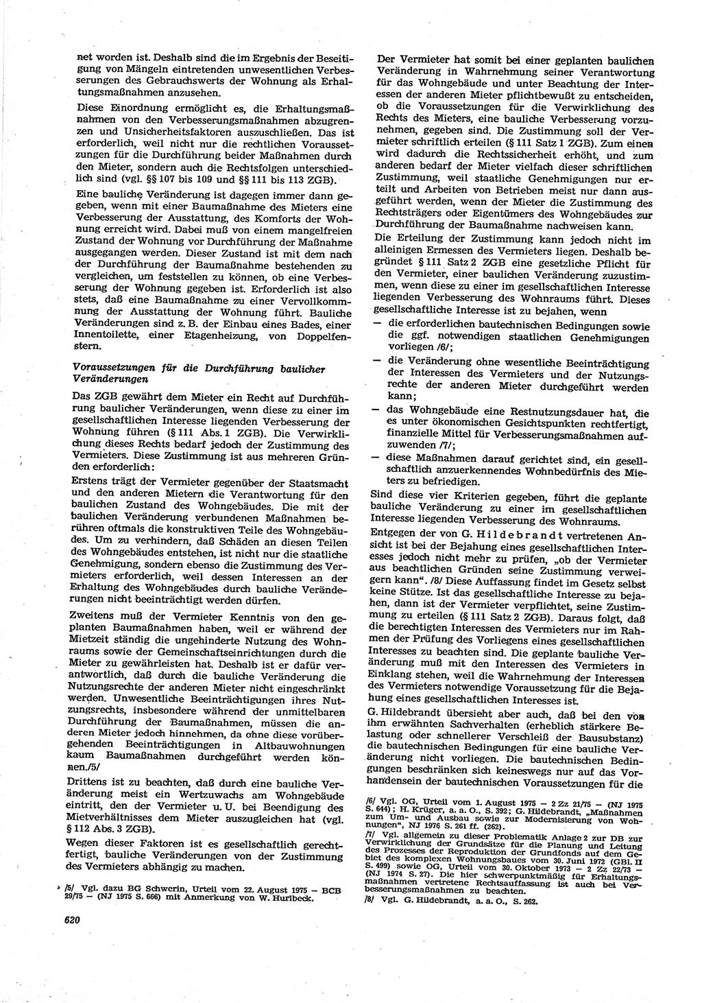 Neue Justiz (NJ), Zeitschrift für Recht und Rechtswissenschaft [Deutsche Demokratische Republik (DDR)], 30. Jahrgang 1976, Seite 620 (NJ DDR 1976, S. 620)